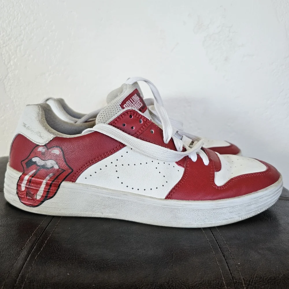 Rolling Stones X Mark Nason Leather Palmilla Marquee Red White Sneakers‎ 9.5